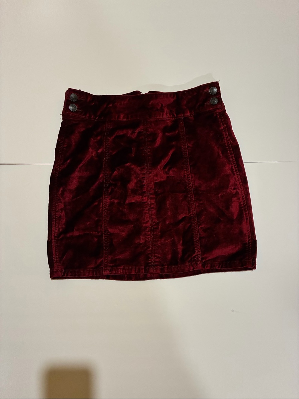 Free People Deep Burgundy Velvet Mini Skirt